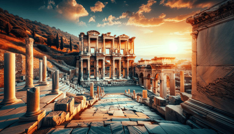 The ancient city of Ephesus, a UNESCO World Heritage Site, mesmerizes at sunset.