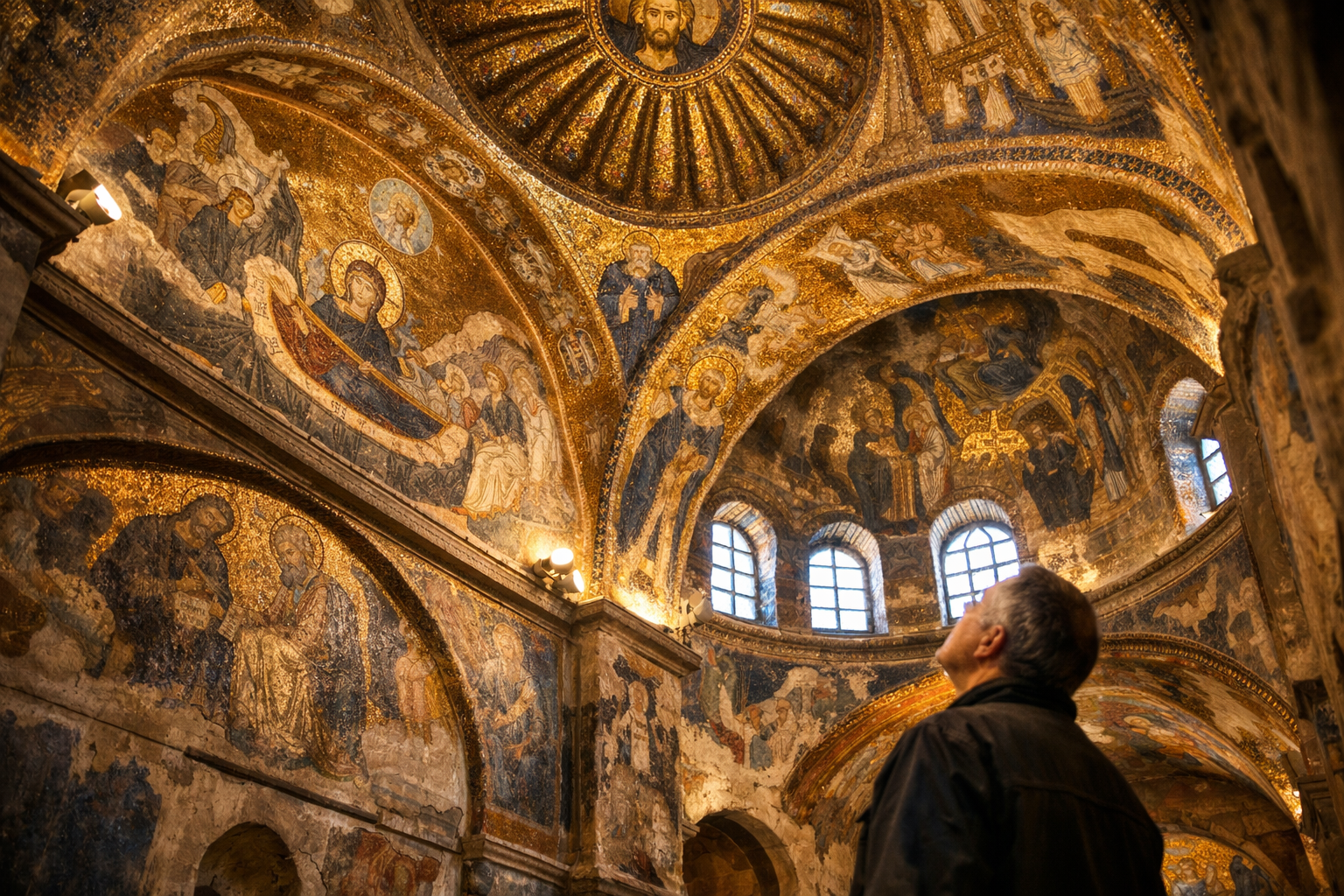 Istanbul 2026 Itinerary: Hidden Gems Beyond Hagia Sophia and the Blue Mosque 1 Detailed landscape format (1536x1024) editorial photograph of the Chora Church (Kariye Mosque) interior showing stunning gold Byzantine mosa